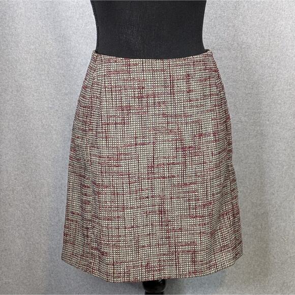 Banana Republic Burgundy Tweed Mini Skirt Sz 10 Preppy Corpcore Officewear - Picture 10 of 12